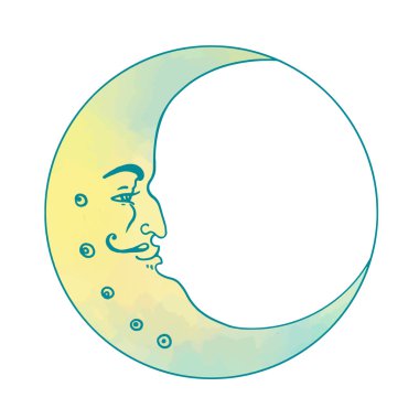 Ay. Vintage gravür tarzı.