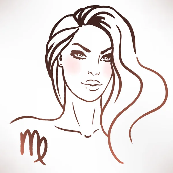 Sketchy zodiac virgo, femme — Image vectorielle