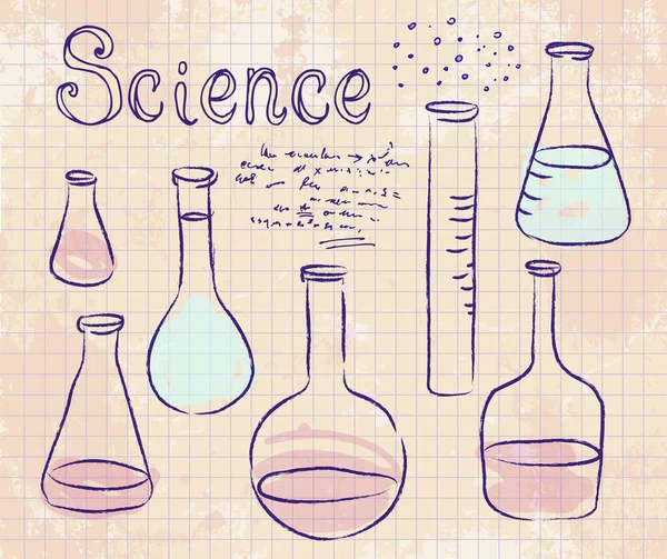 Retour à l'école : objets de laboratoire de science — Image vectorielle