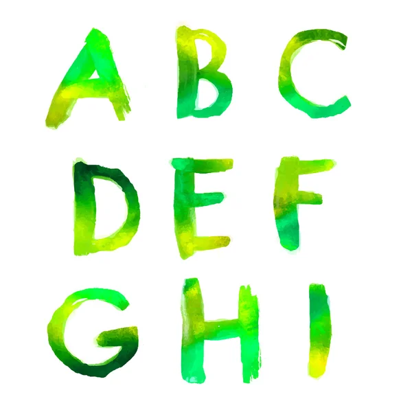 Handgeschriebenes Aquarell-Alphabet — Stockvektor