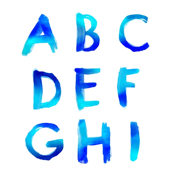 Handwritten watercolor alphabet — Stock Vector