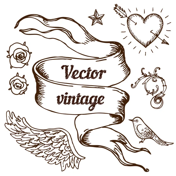 Elementos de diseño de estilo vintage, cinta — Vector de stock