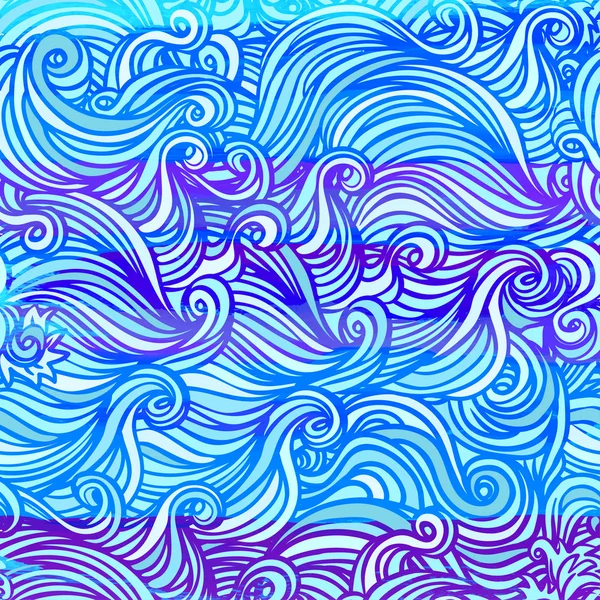 Hand-drawn pattern with waves — Stock Vector