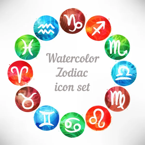 Set di icone zodiacali ad acquerello — Vettoriale Stock