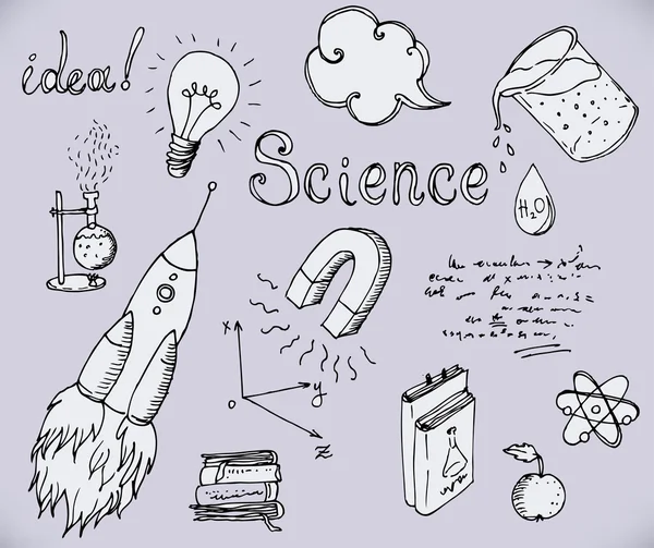 Zurück zur Schule: naturwissenschaftliche Laborobjekte — Stockvektor