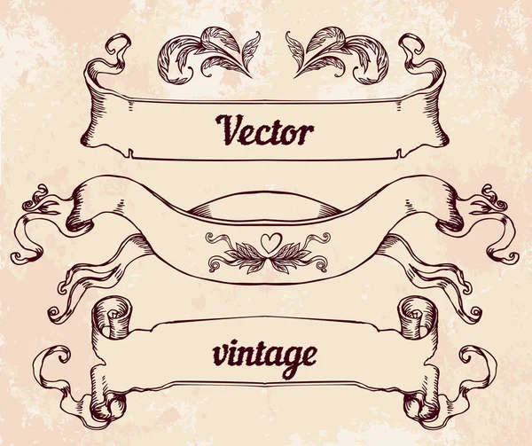 Vintage style design elements, ribbons — Stock Vector