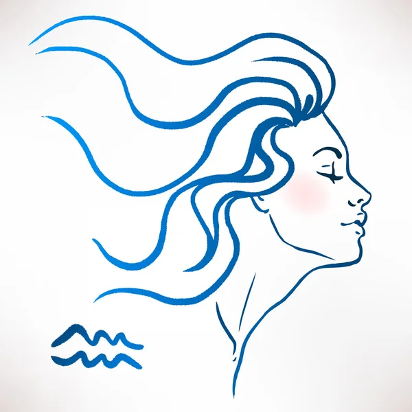 Sketchy zodiac aquarius, femme — Image vectorielle