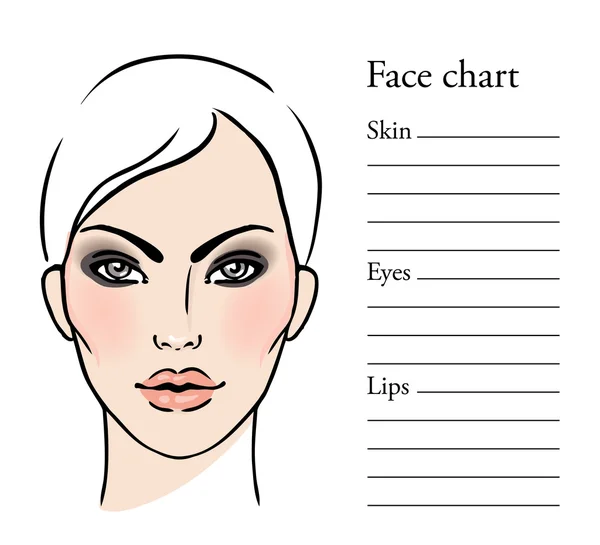 Face chart Makeup Artist Blank. — Stock Vector