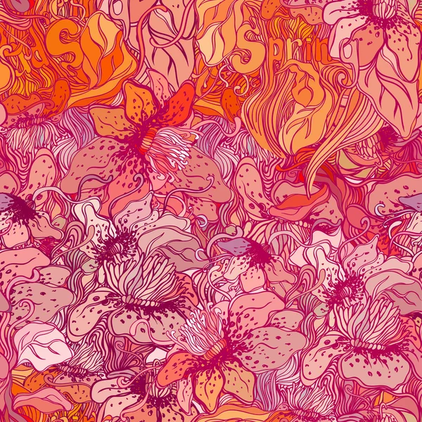 꽃과 꽃 화려한 패턴 — 스톡 벡터