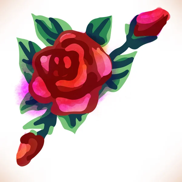 Rode rose. Aquarel illustratie — Stockvector