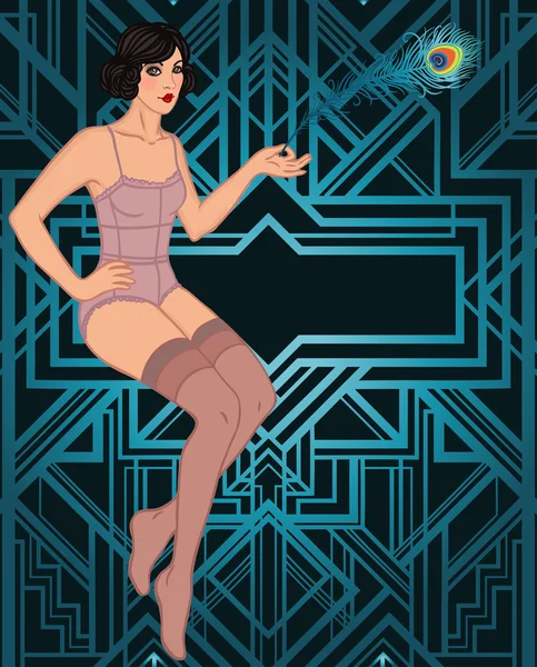 Flapper girl : Invitation de fête rétro — Image vectorielle
