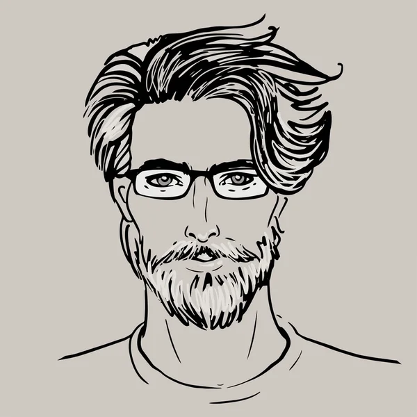 Hipster hombre cara — Vector de stock