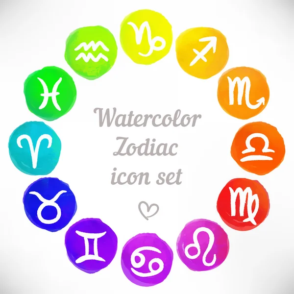 Zestaw ikon akwarela zodiaku — Wektor stockowy