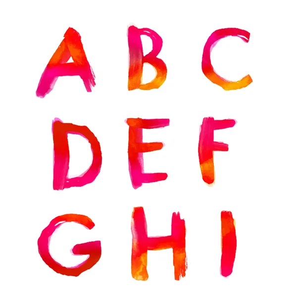 Handgeschriebenes Aquarell-Alphabet — Stockvektor