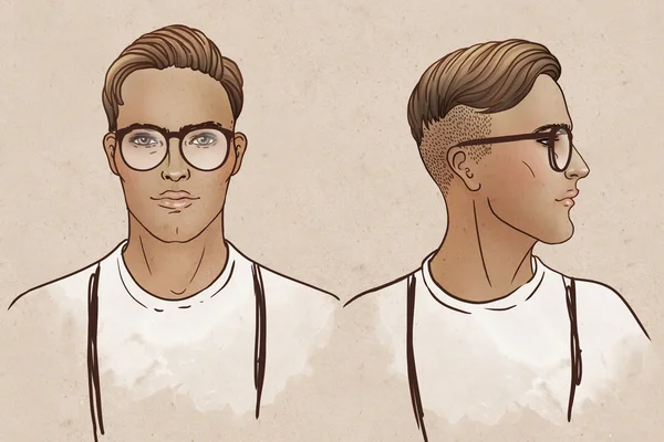 Portrait de l'homme élégant de la mode dans des lunettes — Image vectorielle