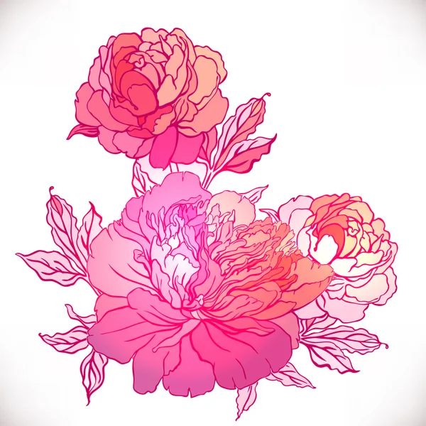 Vintage hand-drawing flowers. — 스톡 벡터