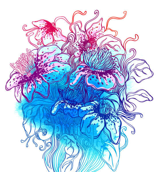 Цветочный орнамент с цветами
