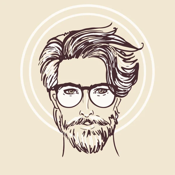 Hipster homme visage — Image vectorielle