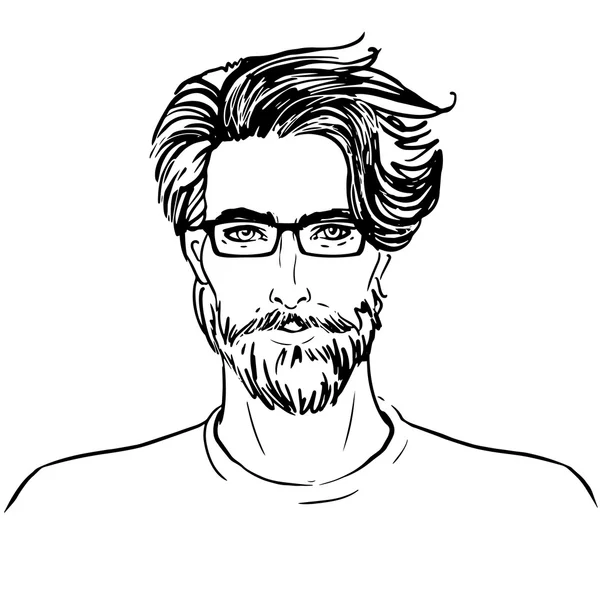 Hipster homme visage — Image vectorielle