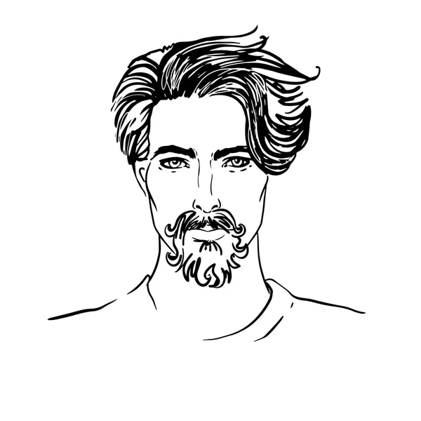 Hipster homme visage — Image vectorielle