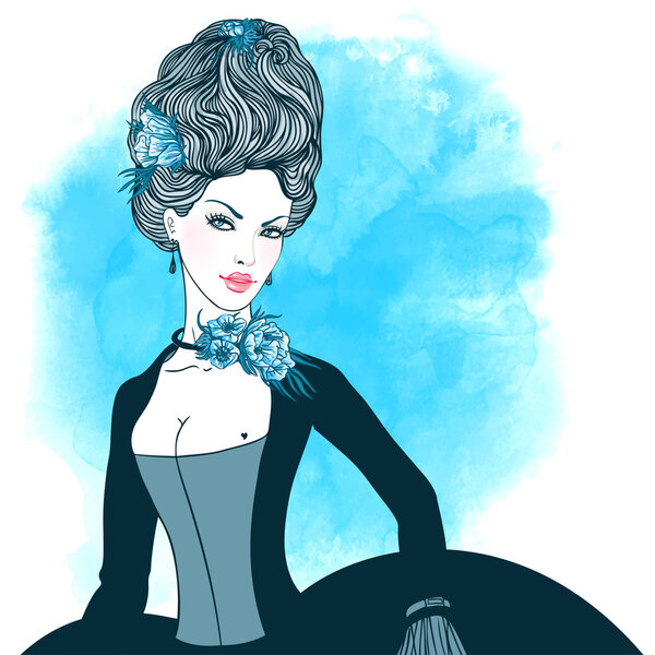 Красивая юная леди в стиле барокко
