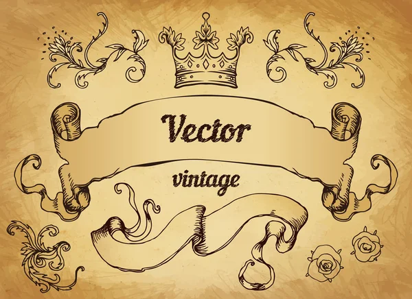 Vintage style design elements, ribbon — Stock Vector