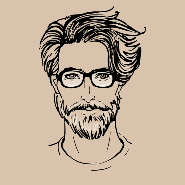 Hipster hombre cara — Vector de stock