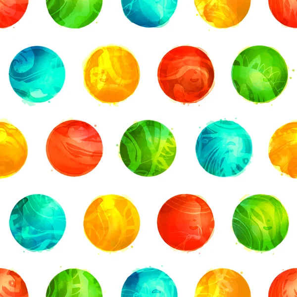Fond aquarelle avec des cercles colorés sur blanc . — Image vectorielle