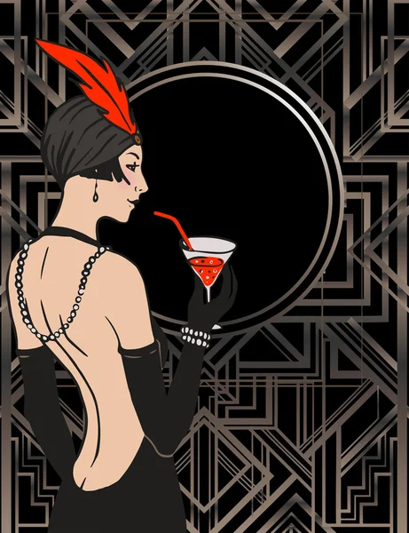 Flapper chica: retro fiesta invitación — Archivo Imágenes Vectoriales