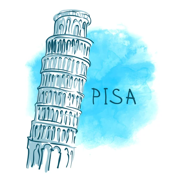 La Torre Inclinada, Pisa, Italia — Vector de stock