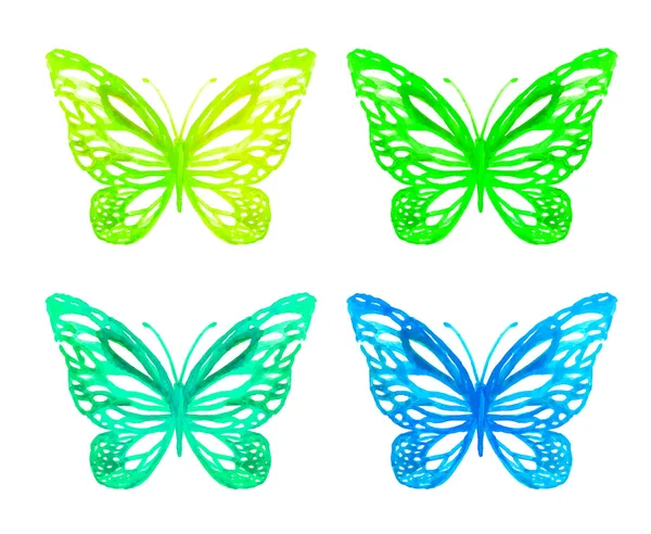 Butterflies painted with watercolor — Stock Vector