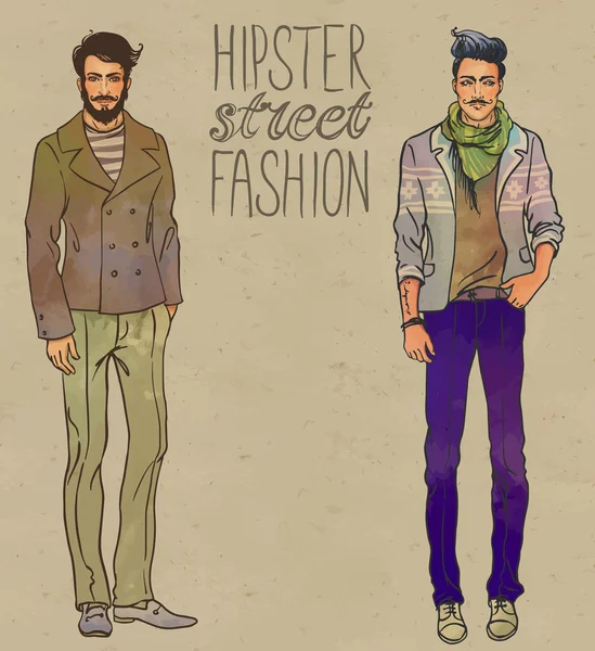 Hipster fashion trendy men. — Stock Vector