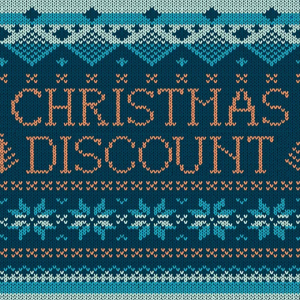 Christmas discount, seamless knitted pattern — Stock Vector