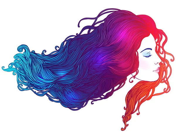 Belle fille avec les cheveux teints — Image vectorielle