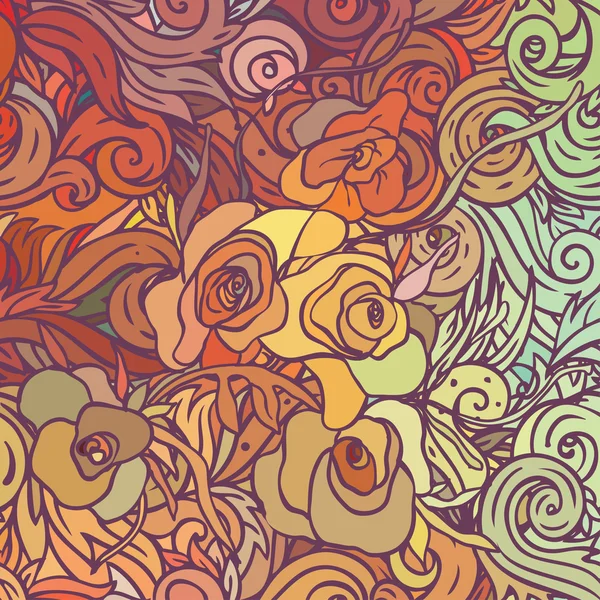华丽花纹与玫瑰 — 图库矢量图片