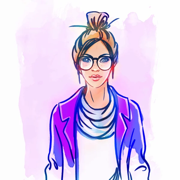 Estilo urbano de calle: chica hipster — Vector de stock