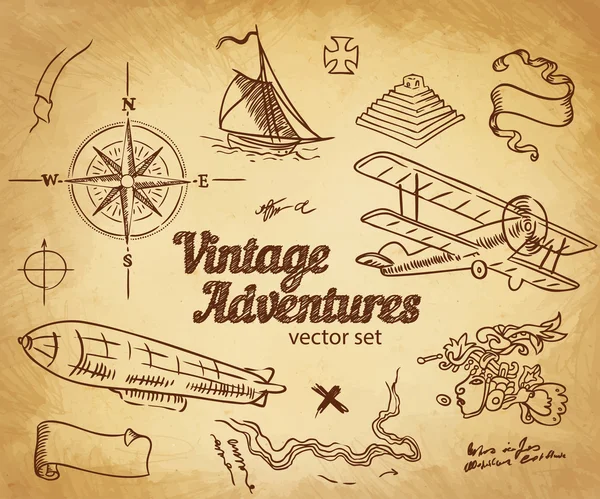 Vintage Adventures, Elementi di design — Vettoriale Stock