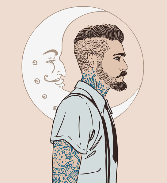 Portrait of stylish fashion bearded man