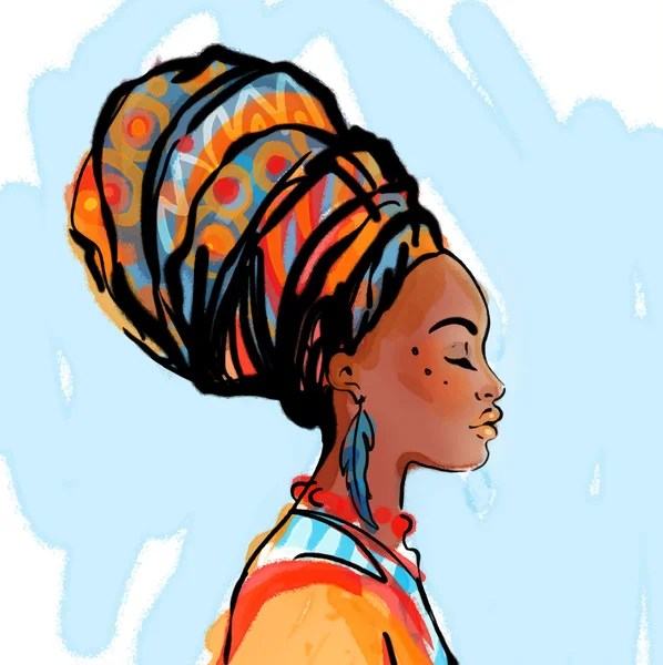 African woman in turban — Stock Vector