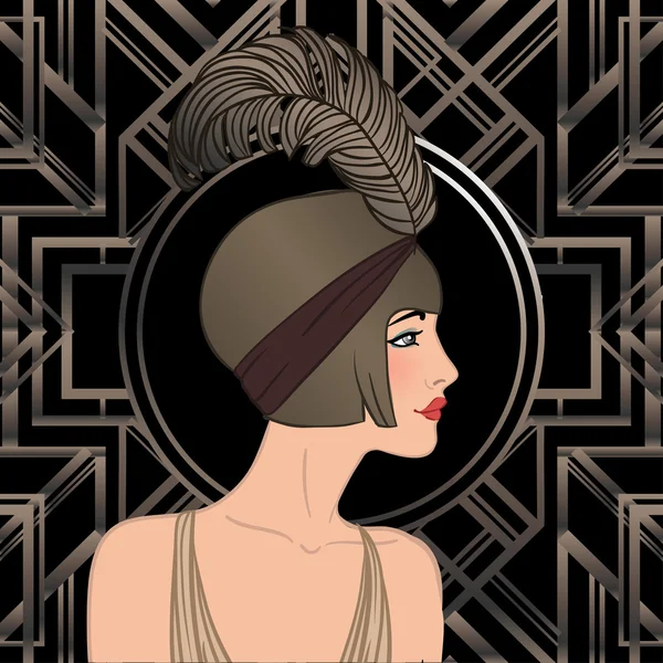 Flapper girl: Retro partij uitnodiging — Stockvector