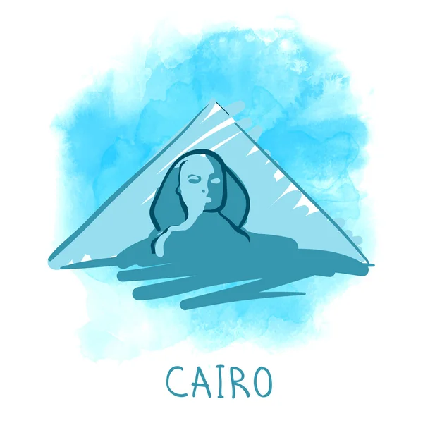 피라미드와 스핑크스, 카이로, 이집트. — 스톡 벡터