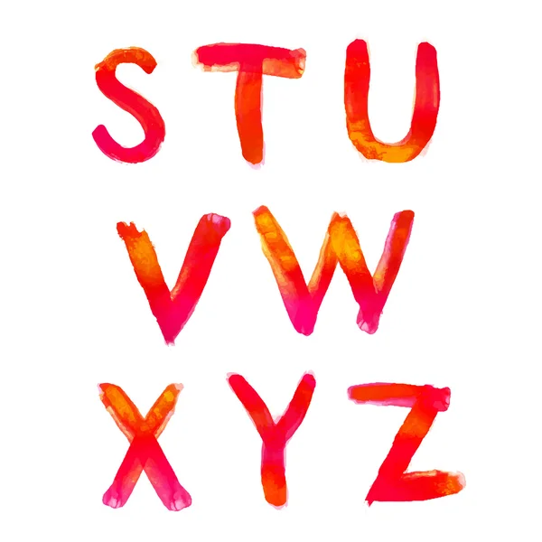 Handwritten watercolor alphabet — Stock Vector
