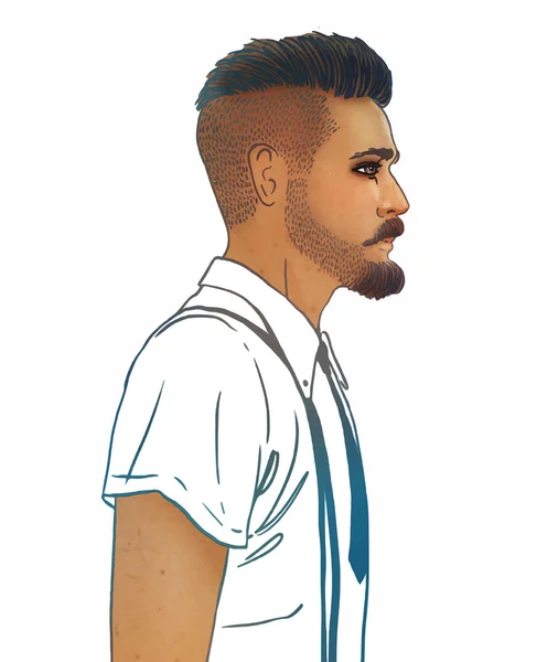 Şık moda portre adam sakallı — Stok Vektör