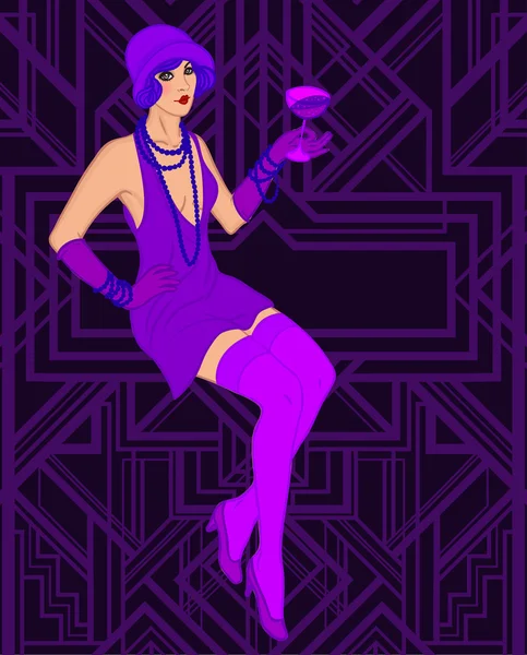 Flapper girl: Convite de festa retro —  Vetores de Stock