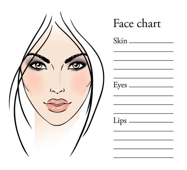 Face chart Makeup Artist Blank. — Stock Vector