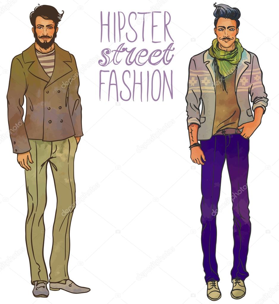 Hipster fashion trendy men.