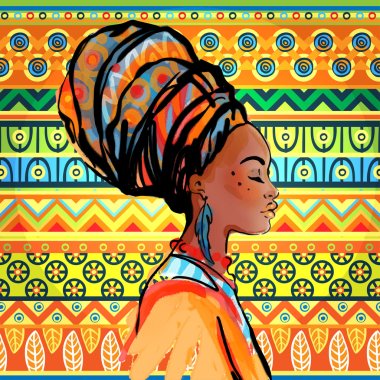 African woman in turban clipart