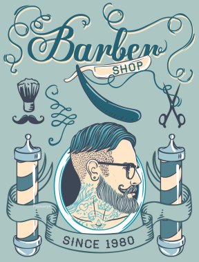 Hipster Barber Shop Business Card clipart