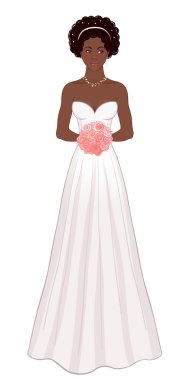 African American Bride in Wedding Dress clipart