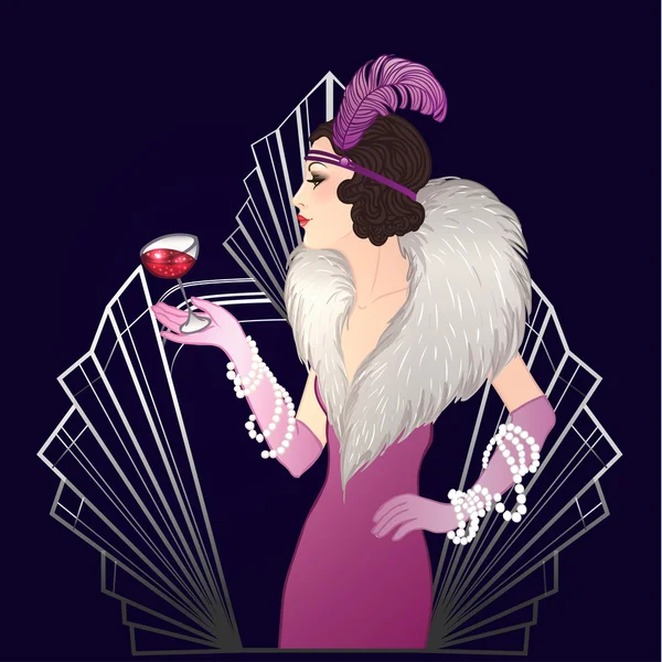 Flapper girl: Retro partij uitnodiging — Stockvector